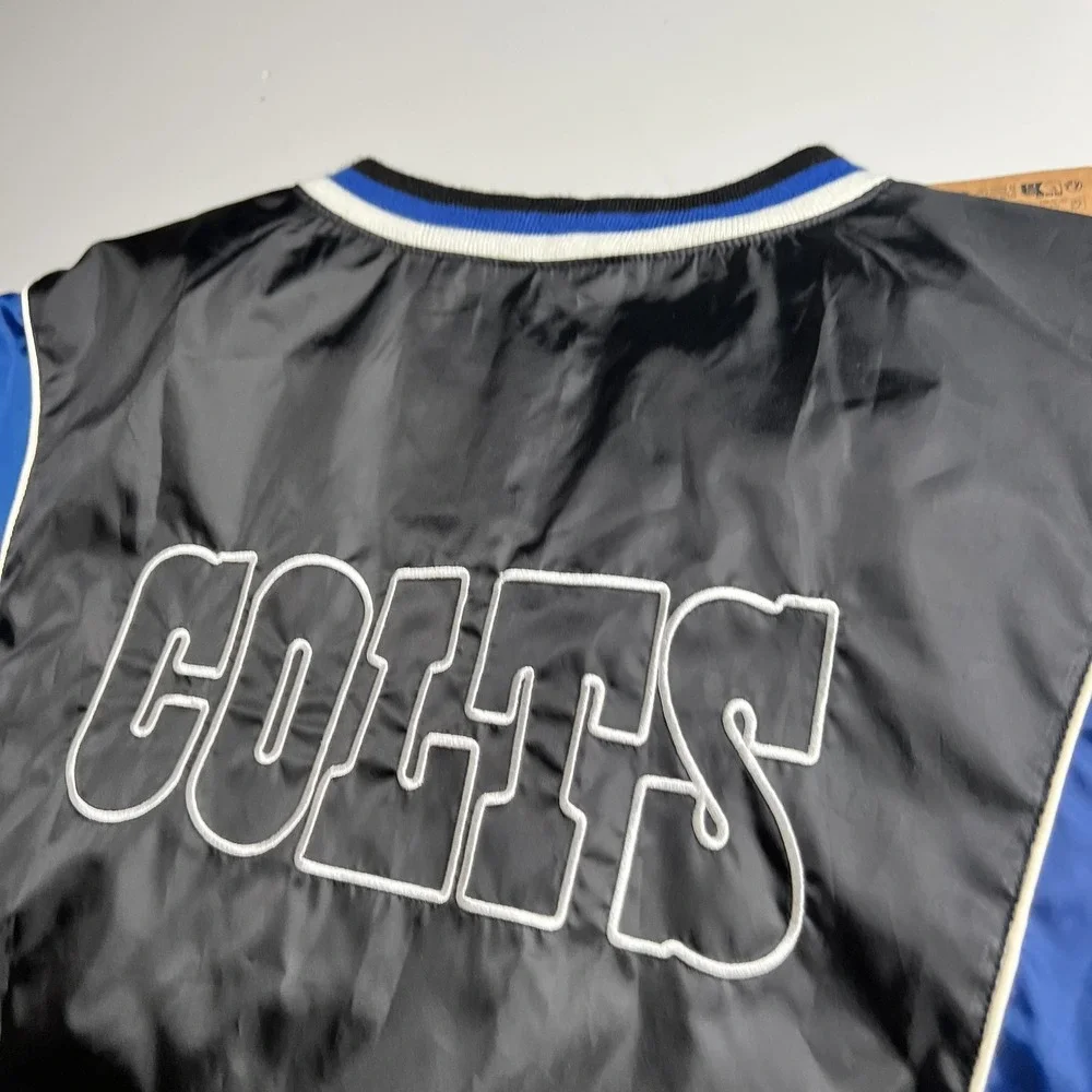 NFL Indianapolis Colts V-Neck Windbreaker Pullover Jacket Blue Black Mens Large